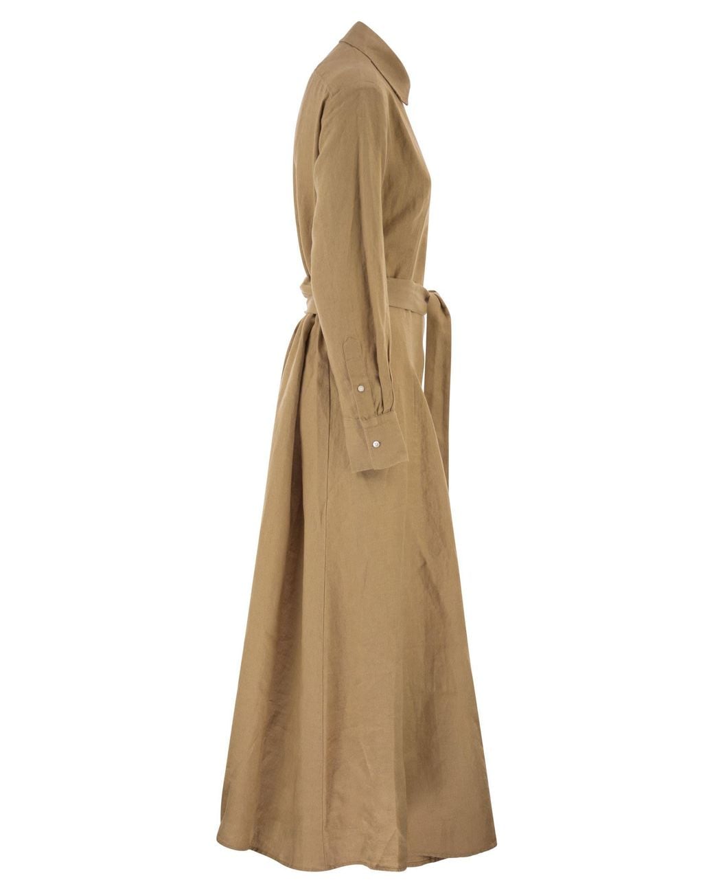 Polo Ralph Lauren Natural Long Linen Shirt Dress With Belt