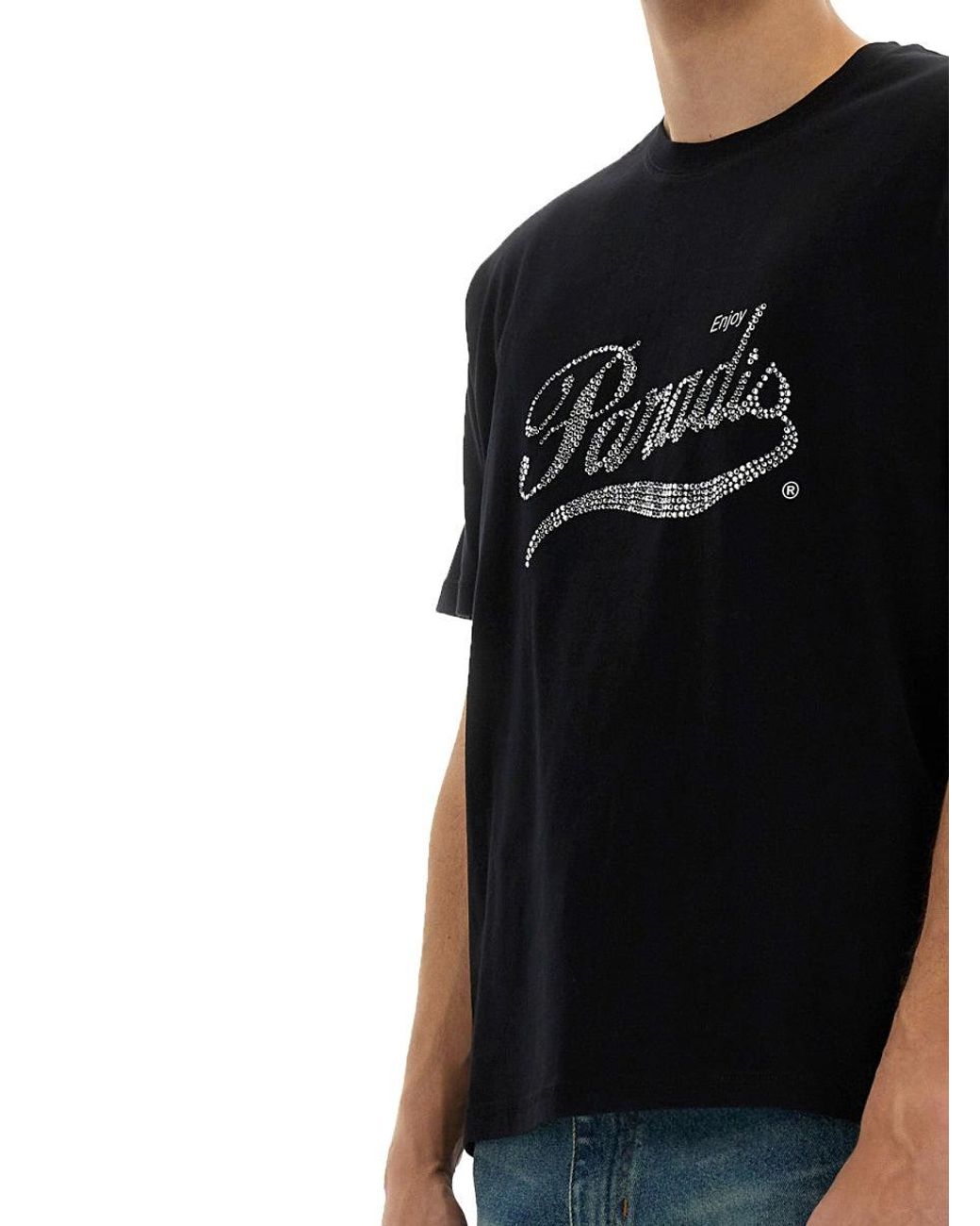 3.PARADIS Black Crystal Logo T Shirt