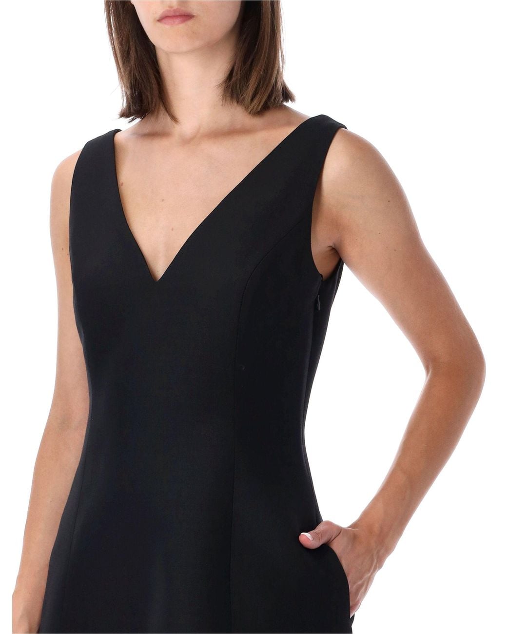 Valentino Garavani Black Wool & Silk Mini Dress With Lace-Trim Scalloped Hem