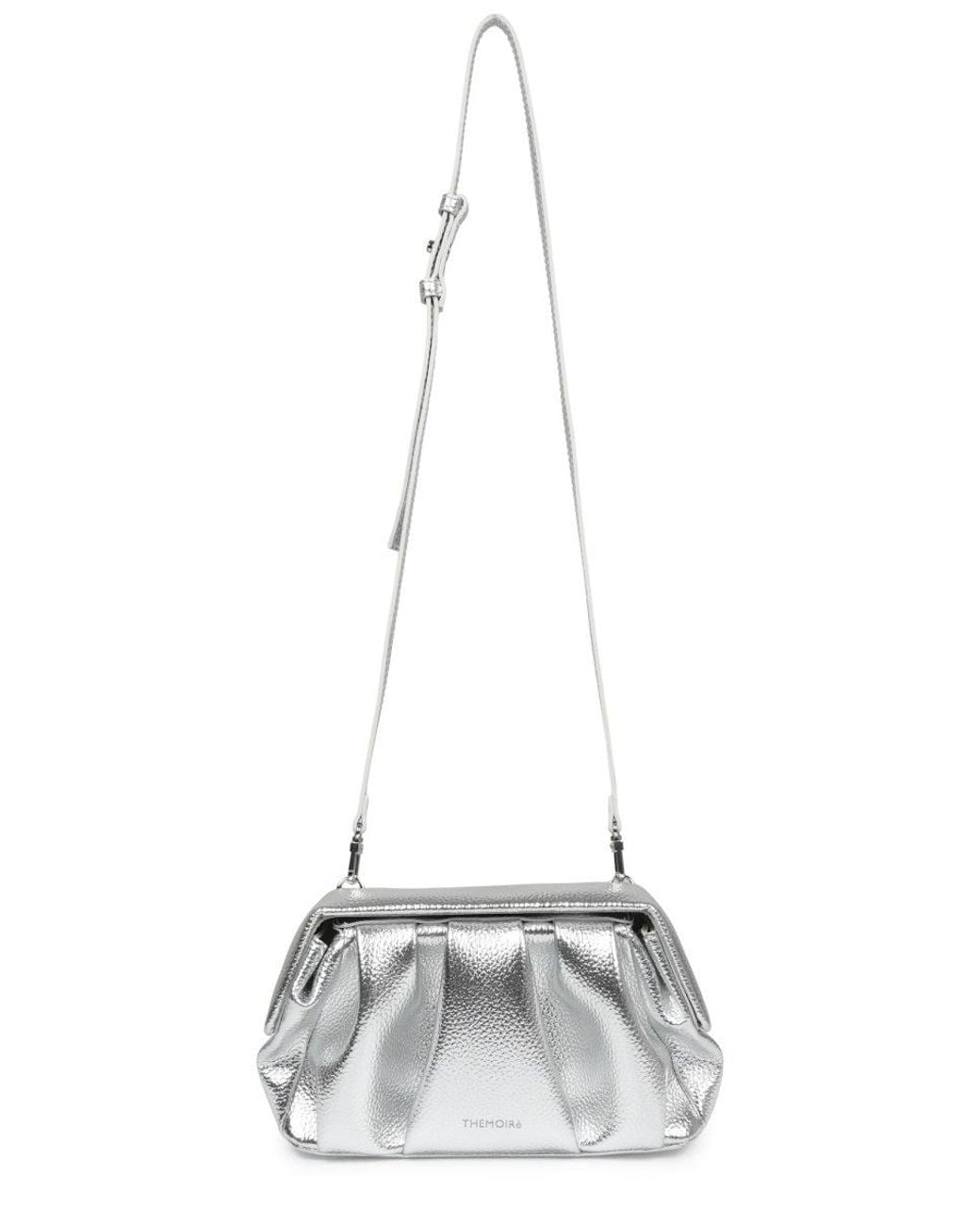 THEMOIRÈ White Ruched Frame Crossbody Bag