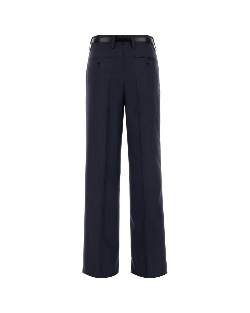 Prada Blue Embroidered Wool Pant