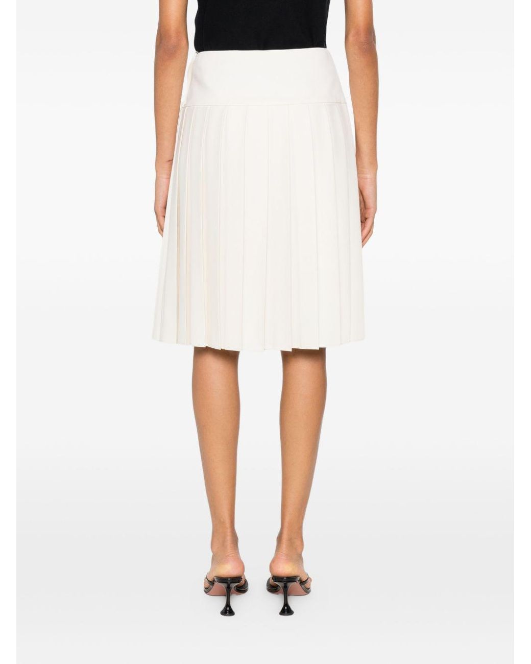 Versace White Wool Midi Skirt