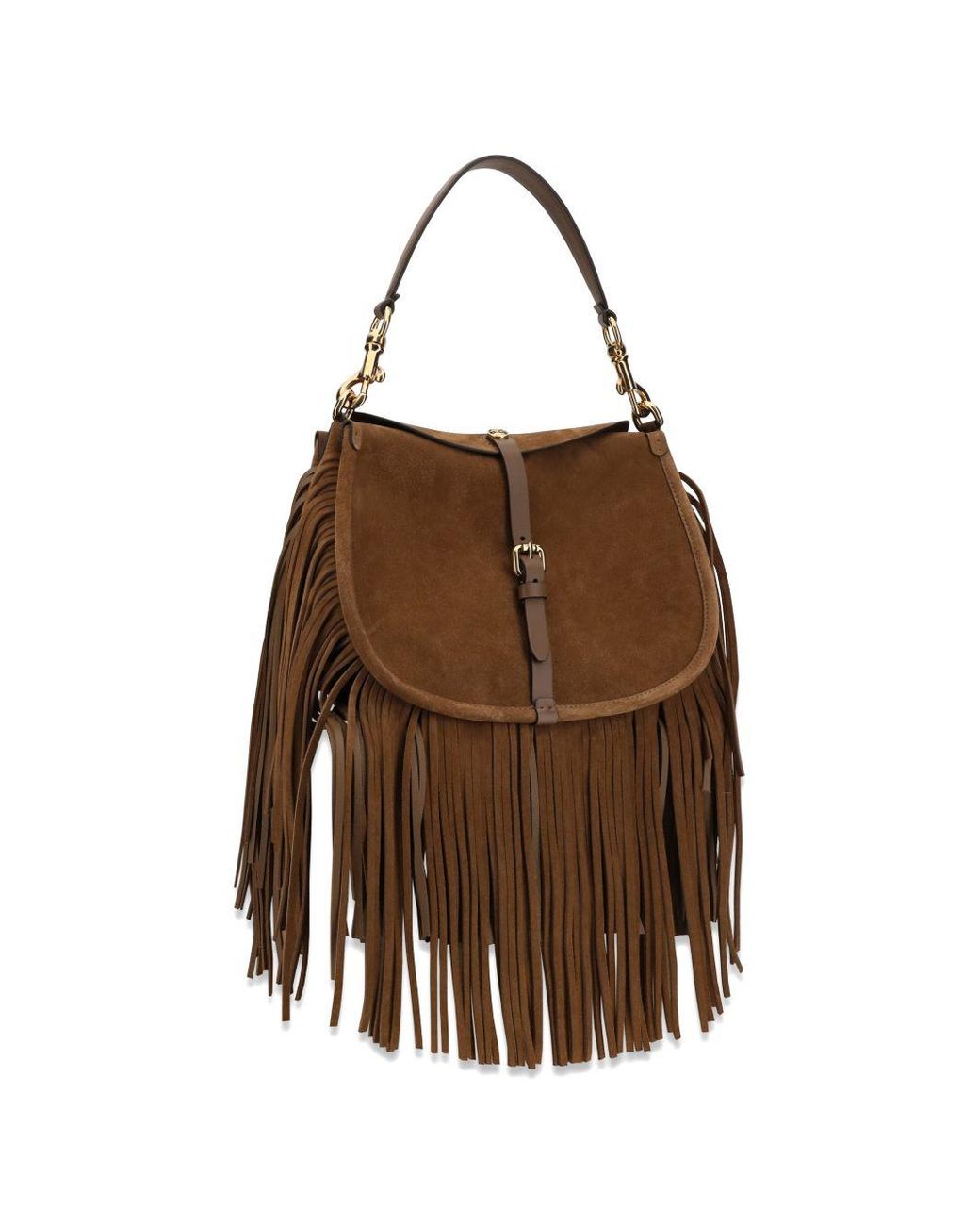 Etro Brown Crossbody Pony M Fringes 30X21X10 Cm