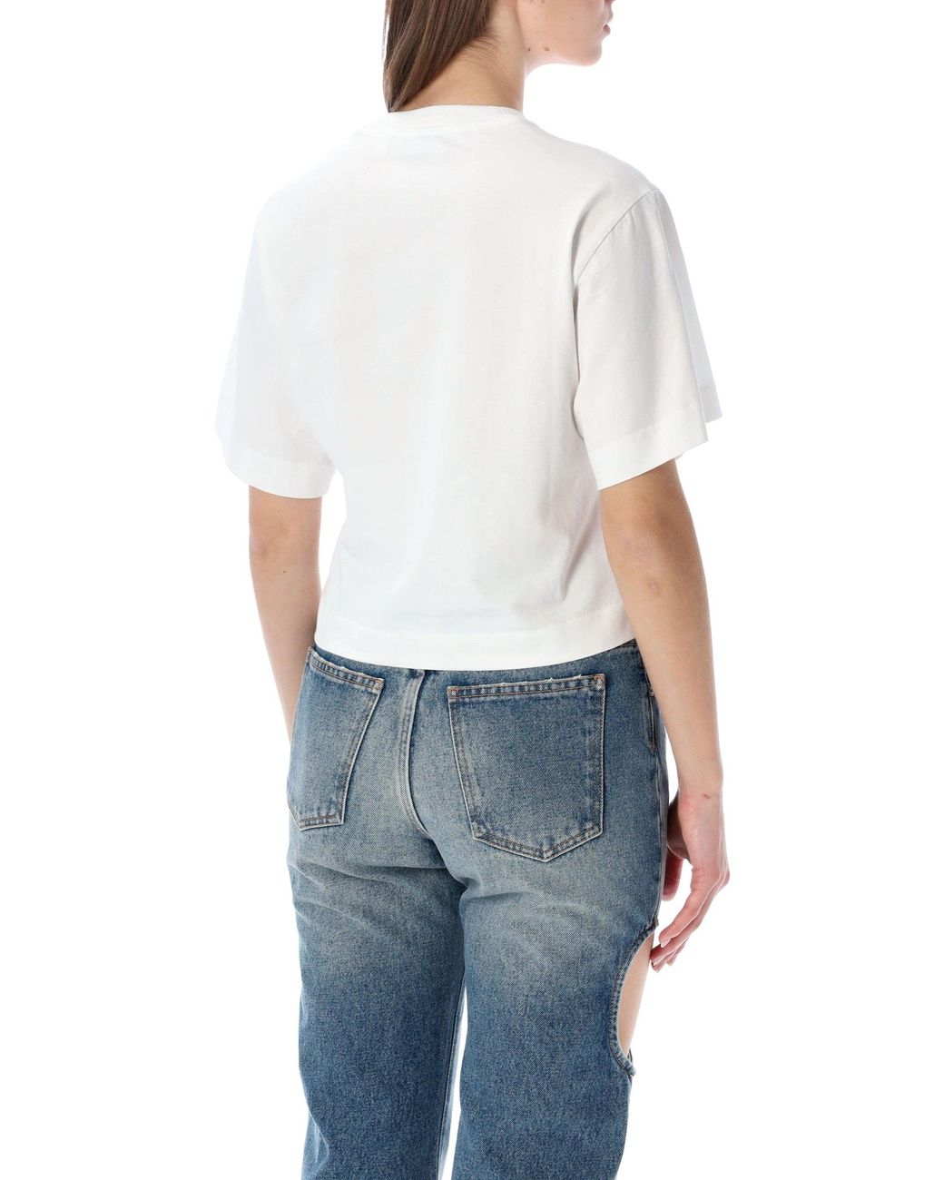 Off-White c/o Virgil Abloh Blue Flower Cropped T-Shirt