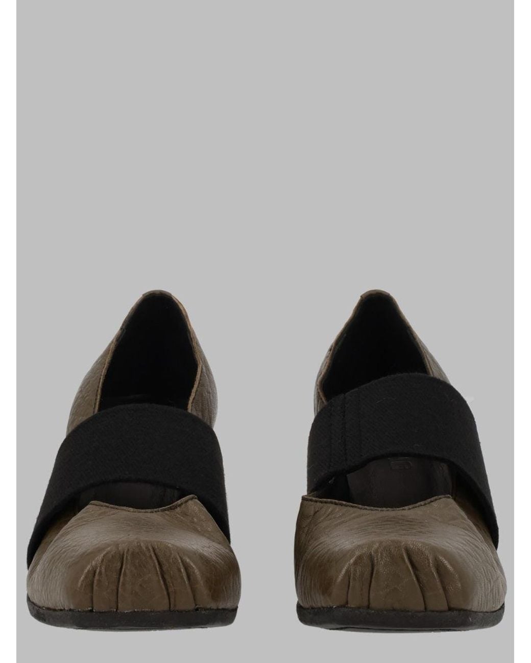 Uma Wang Black Military Textured Calf Leather Flats