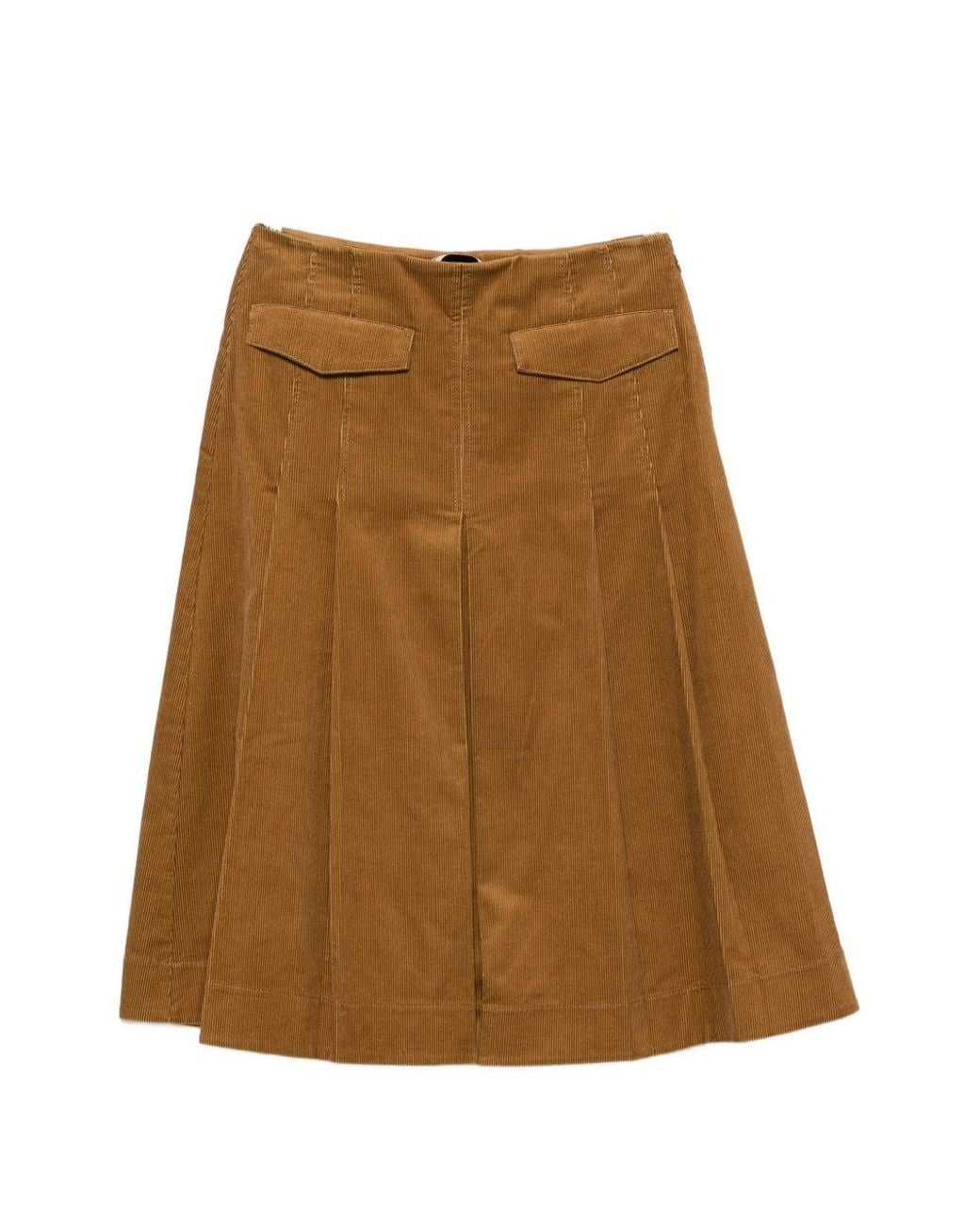 Tory Burch Natural Corduroy Pleated Skirt