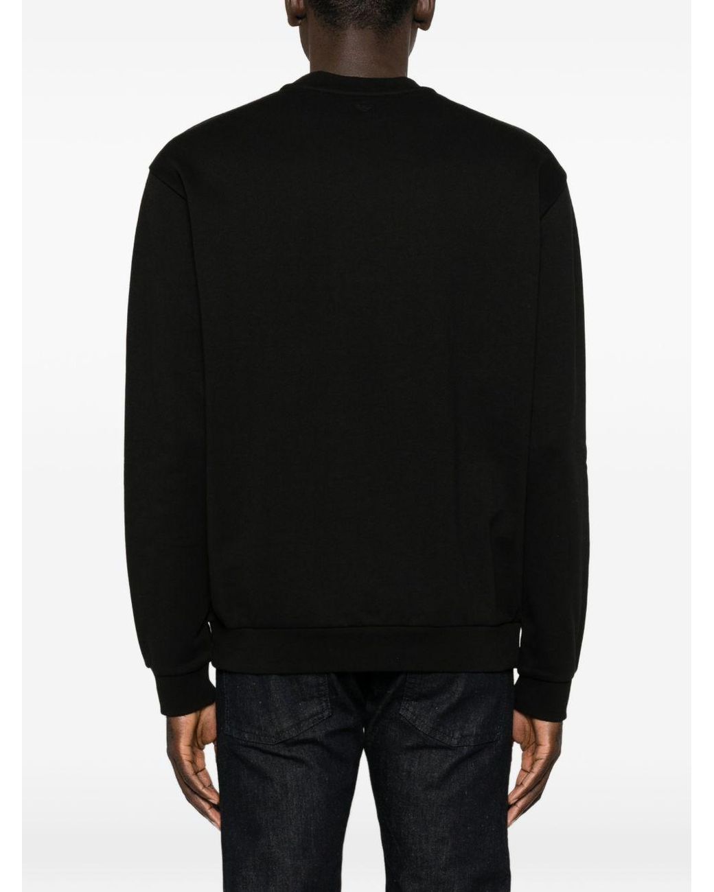 Emporio Armani Black Printed Cotton Sweatshirt for men