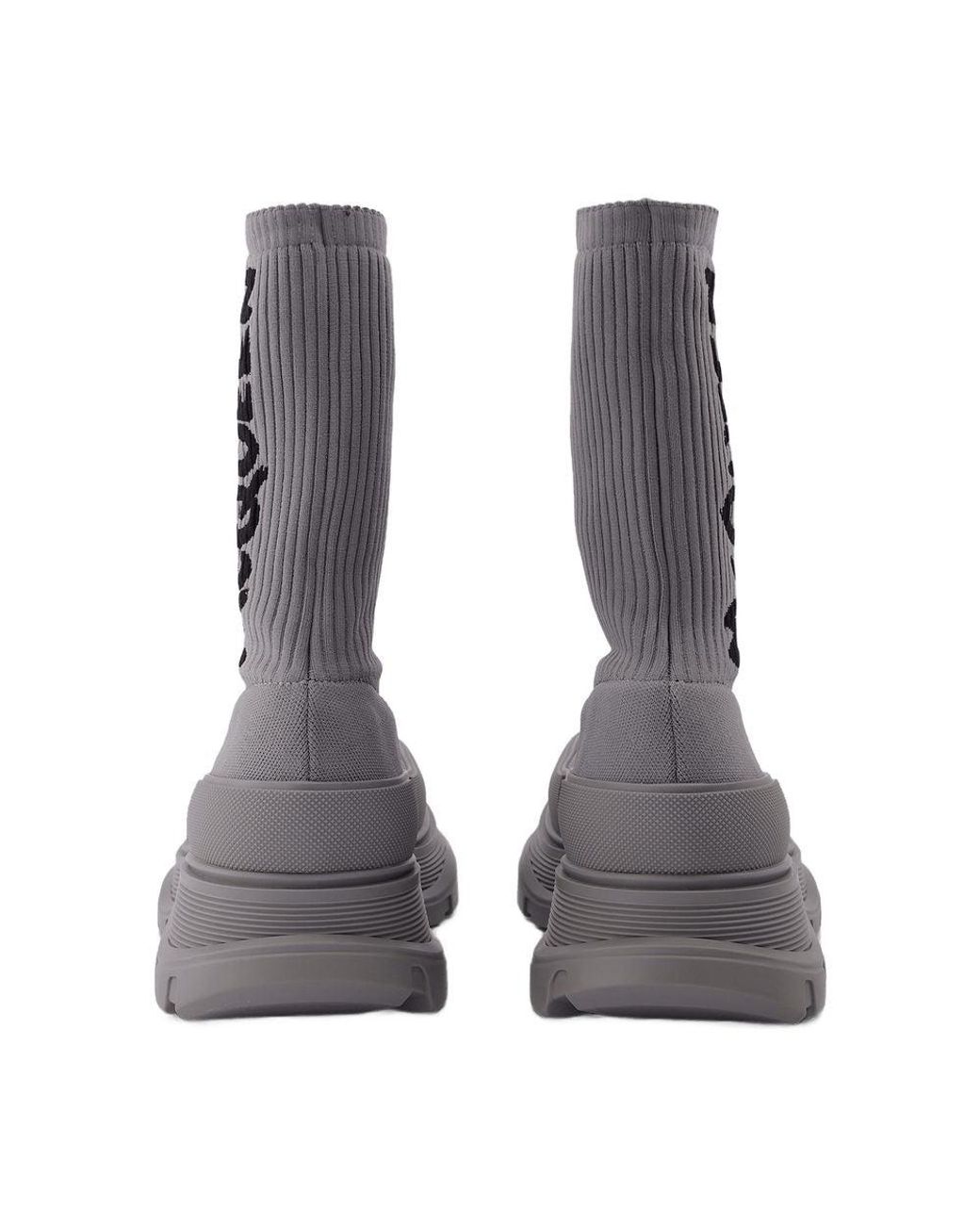 McQueen Gray Sock Boots