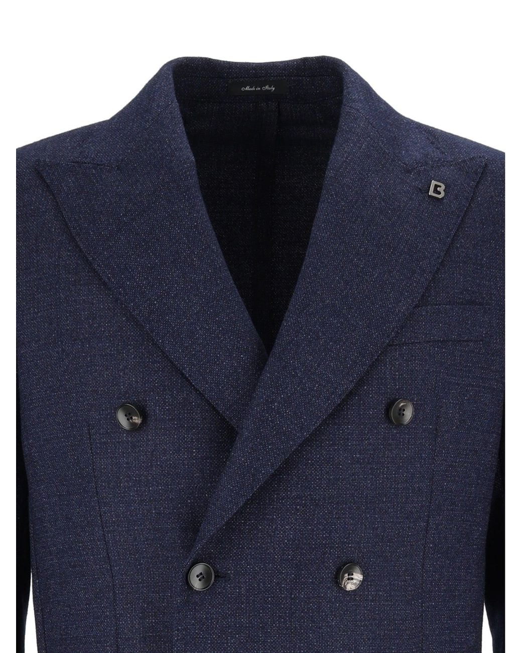 BRERAS Milano Blue Double-Breasted Jacket With Wide Lapels