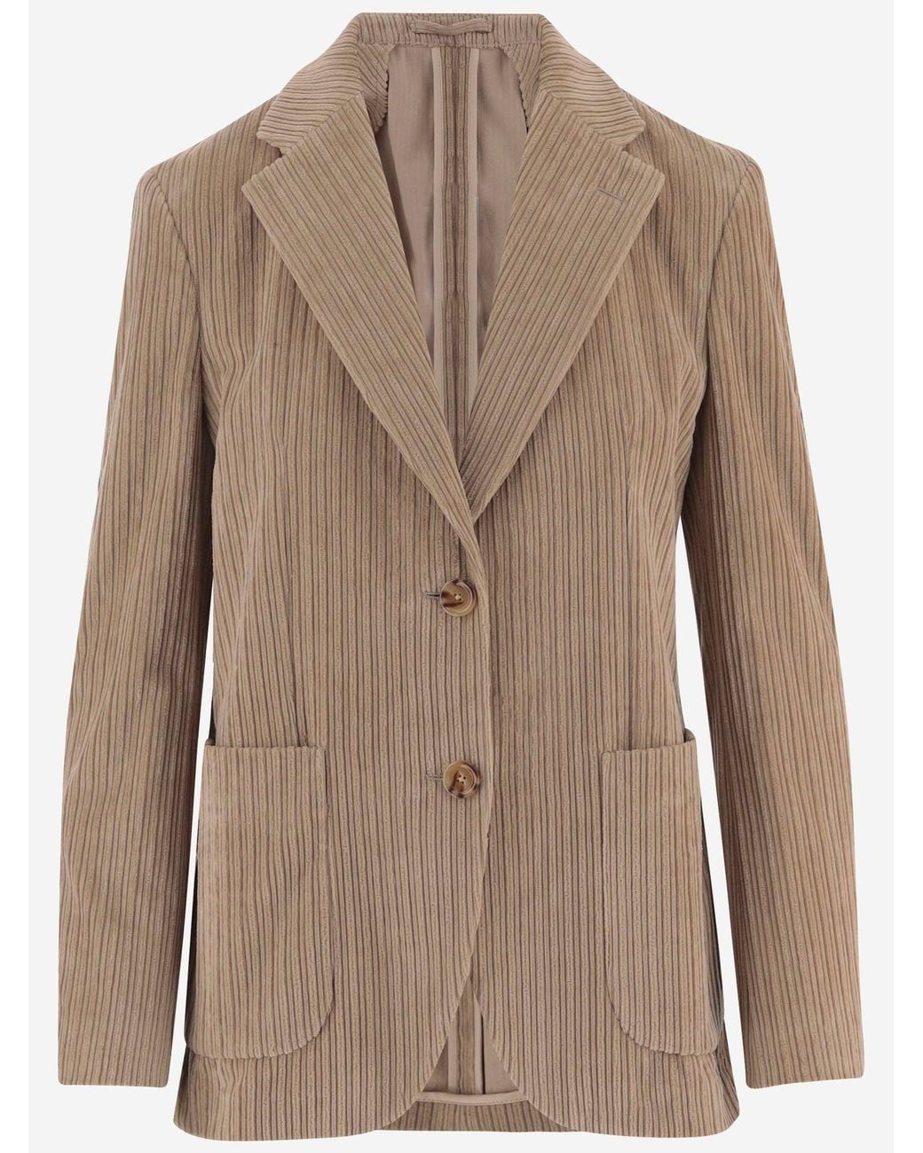 Lardini Natural Jacket Ribbed Cotton Velvet