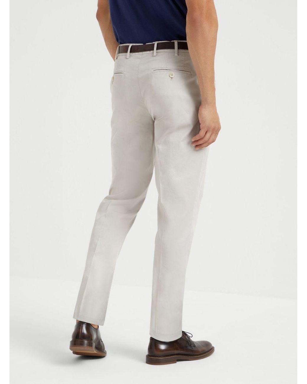 Brunello Cucinelli White Cotton Trousers for men