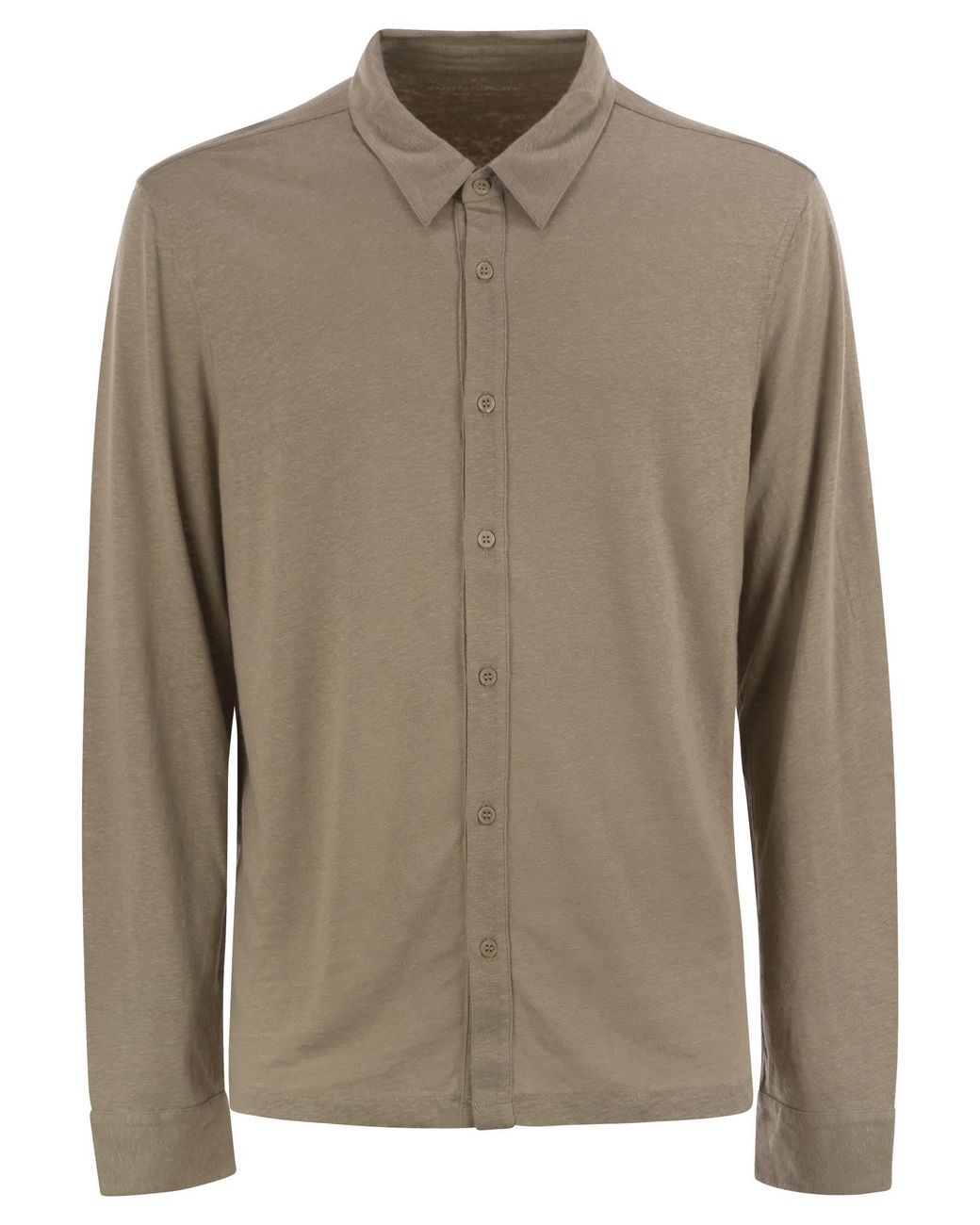 Majestic Brown Linen Long-Sleeved Shirt for men