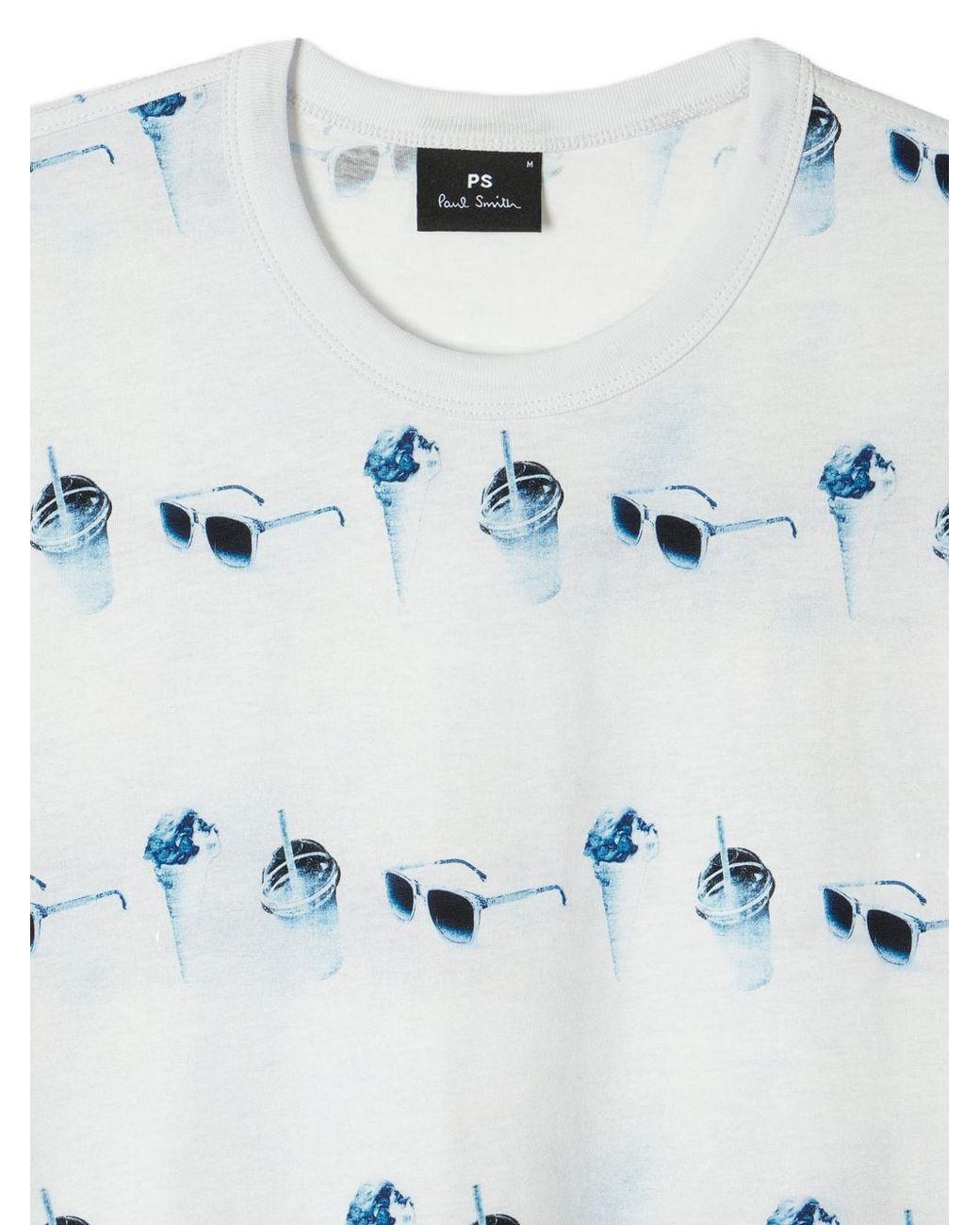 Paul Smith White Printed Cotton T Shirt