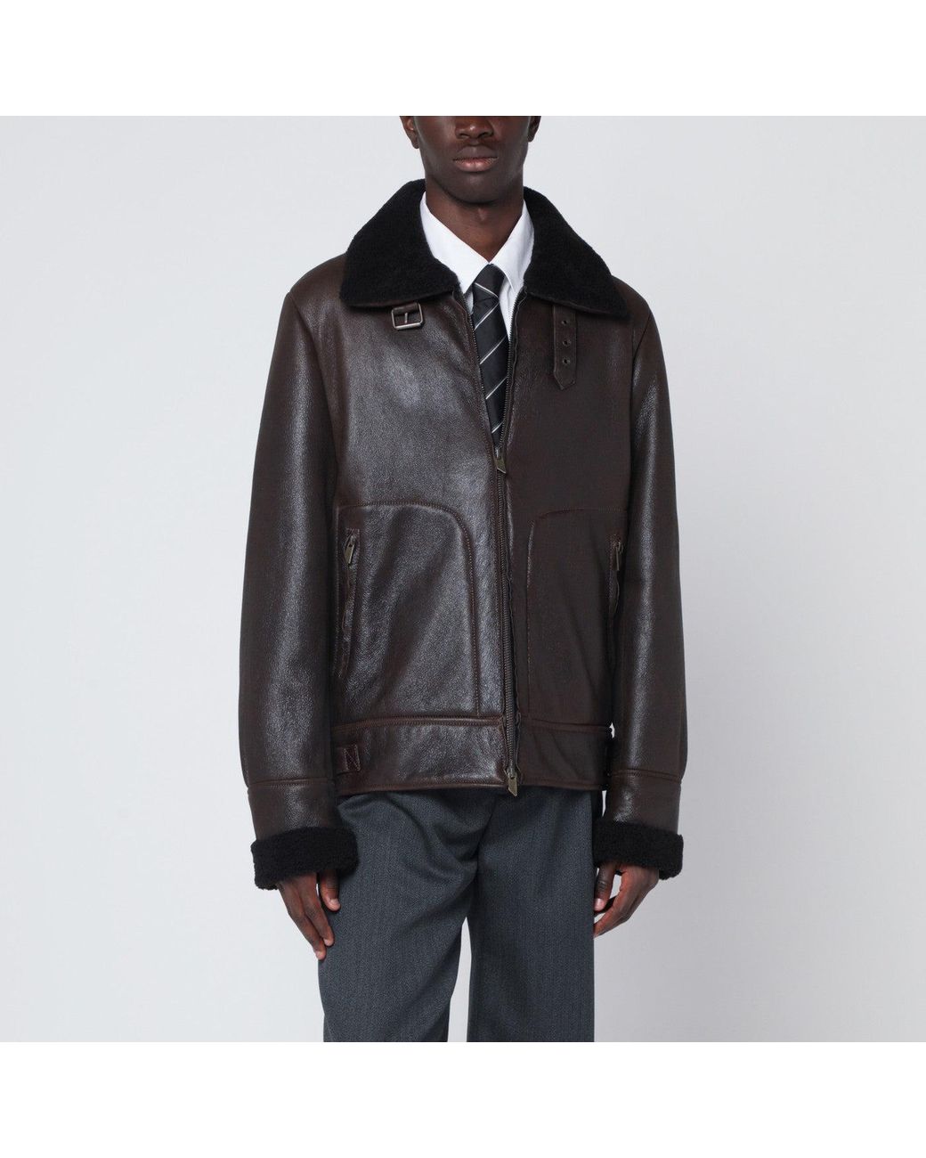 Salvatore Santoro Dark Leather Jacket in Black for Men | Lyst