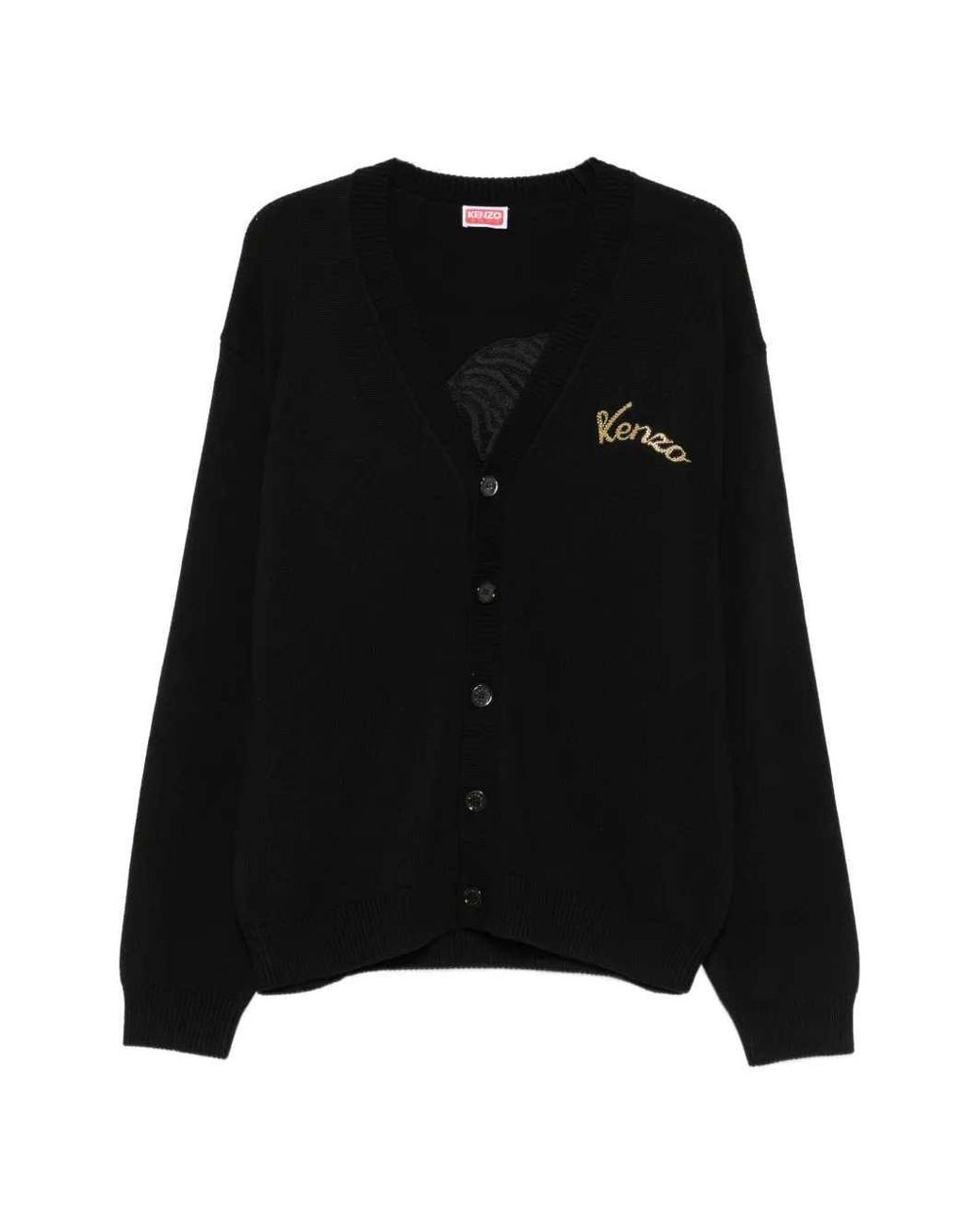 KENZO Black Beaded Tiger-Motif Cardigan for men