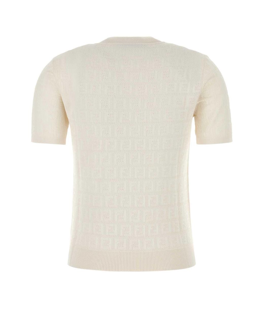 Fendi White Ivory Cotton Blend Sweater
