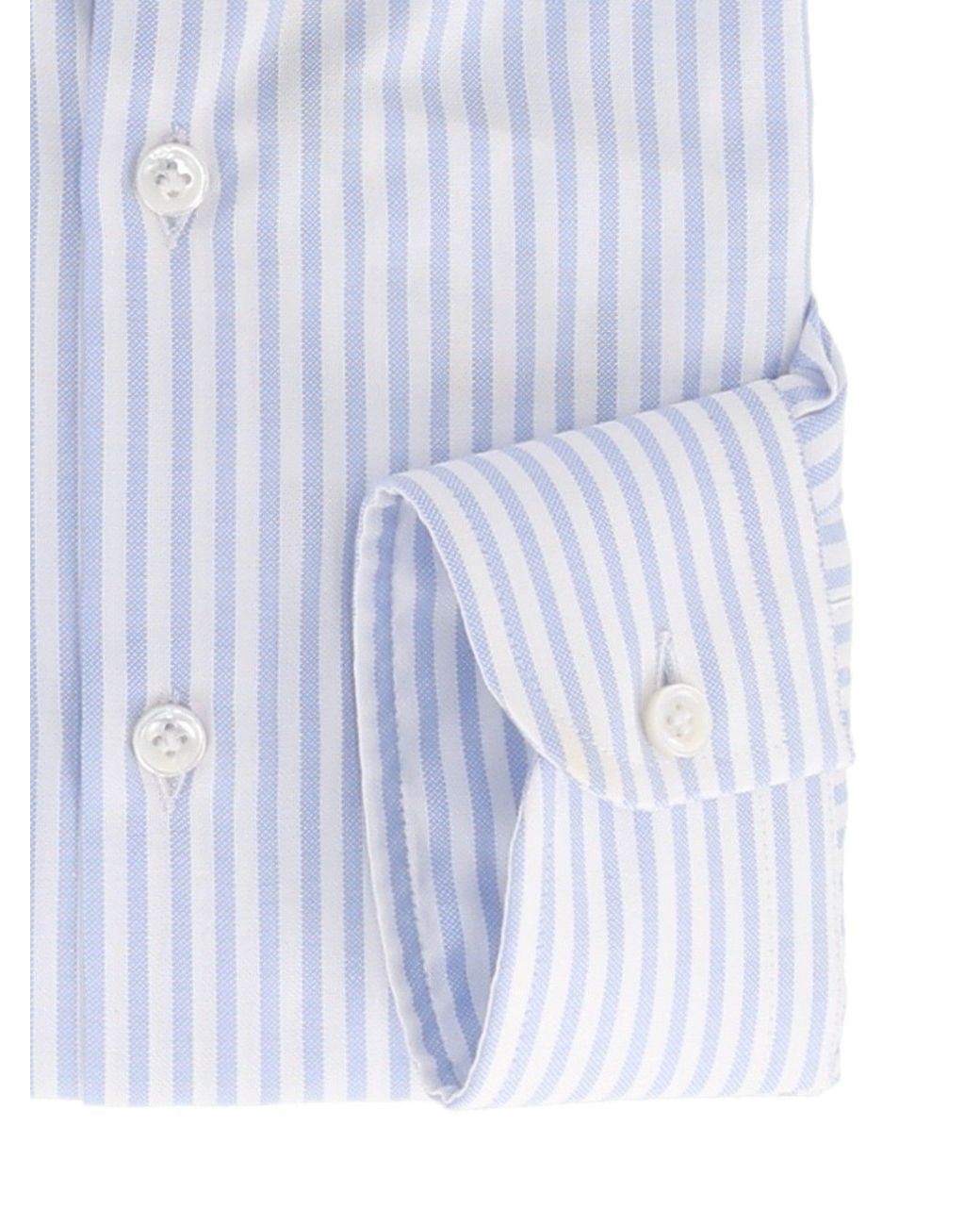 Sonrisa Blue Classic Vertical Stripe Dress Shirt With Pointed Collar for men