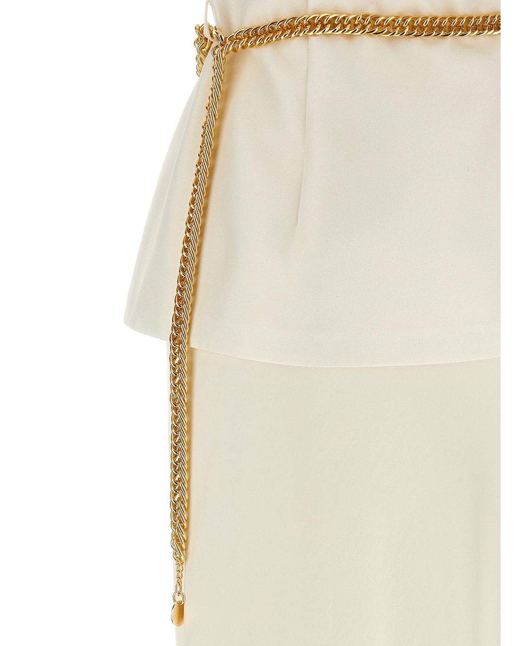 slim fit dress slacks Calleigh Off White Flare Beaded Belt Maxi Gown main image 1