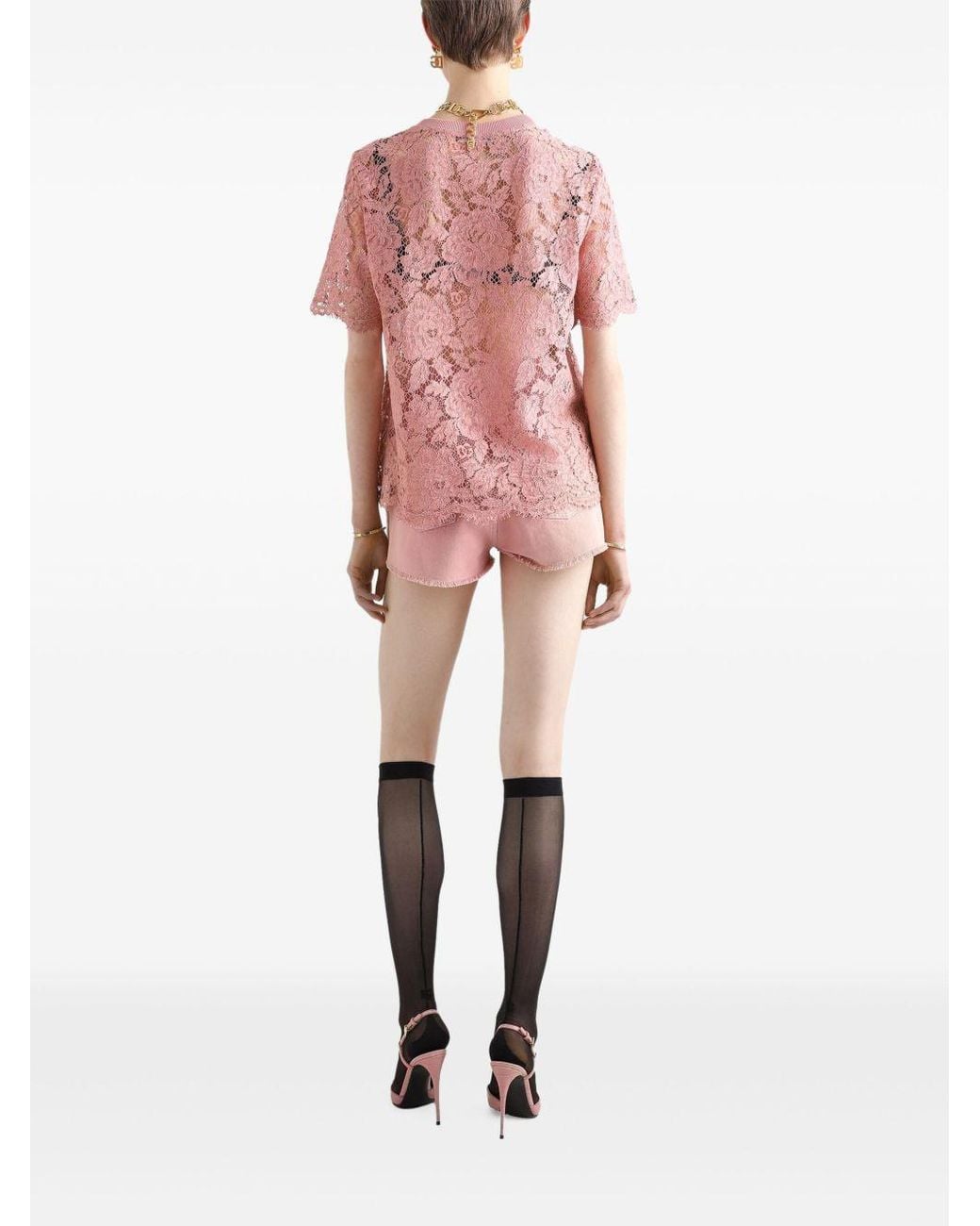 Dolce & Gabbana Pink Dolce & Gabbana Lace Top