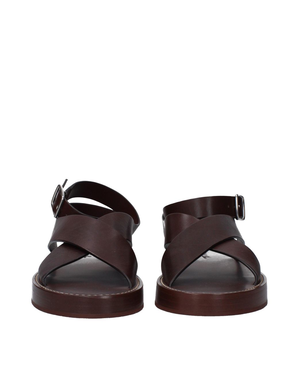 Loro Piana Brown Sandalen Sumie Frau Leder braun/Schokolade