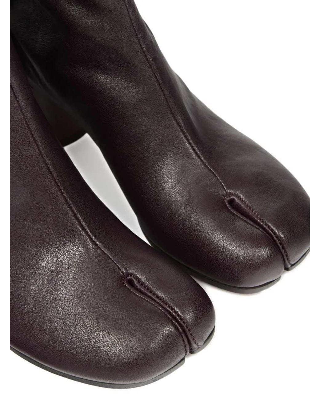 Maison Margiela Brown Leather Tabi Ankle Boots