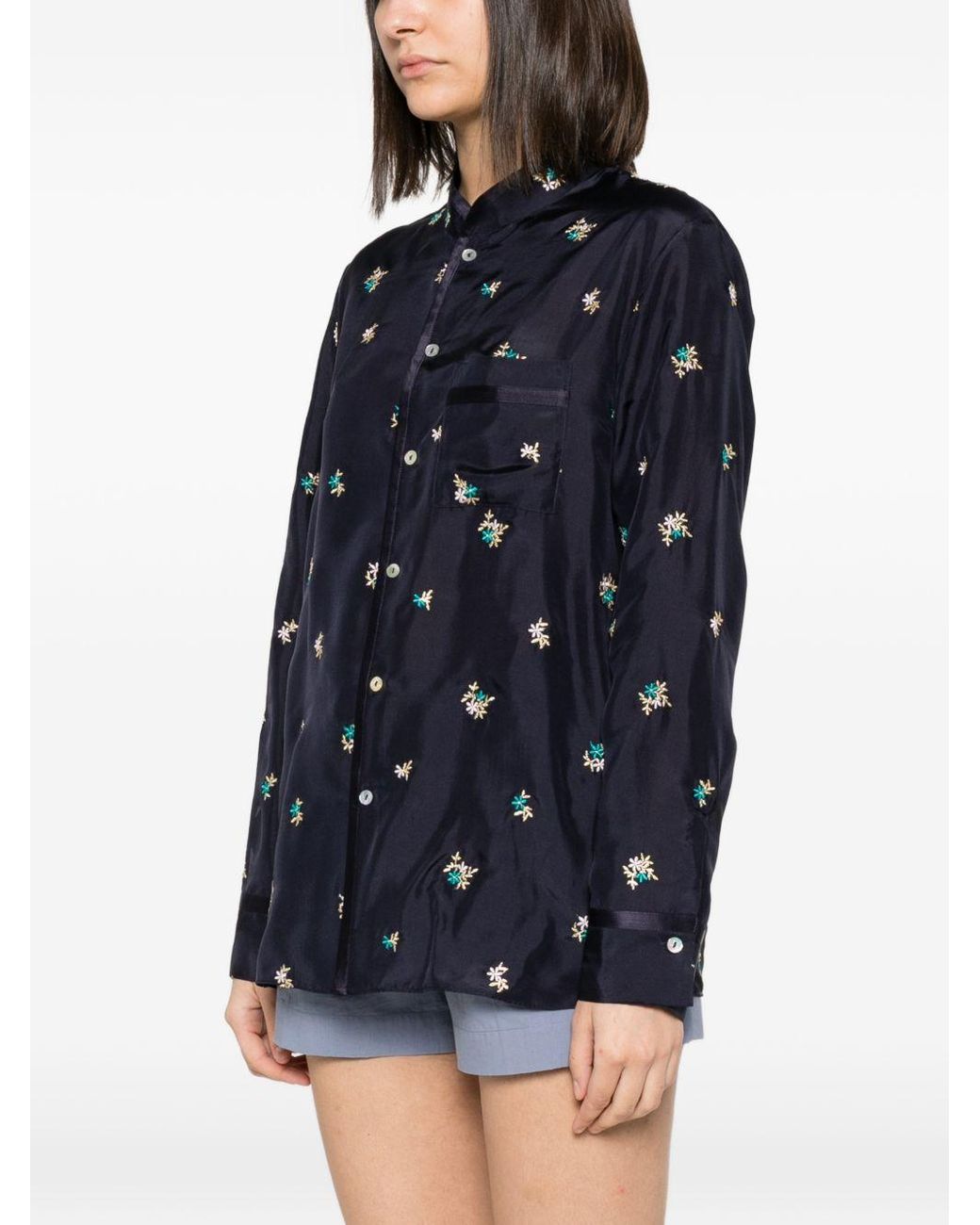 Forte_forte Blue Embroidered Silk Shirt