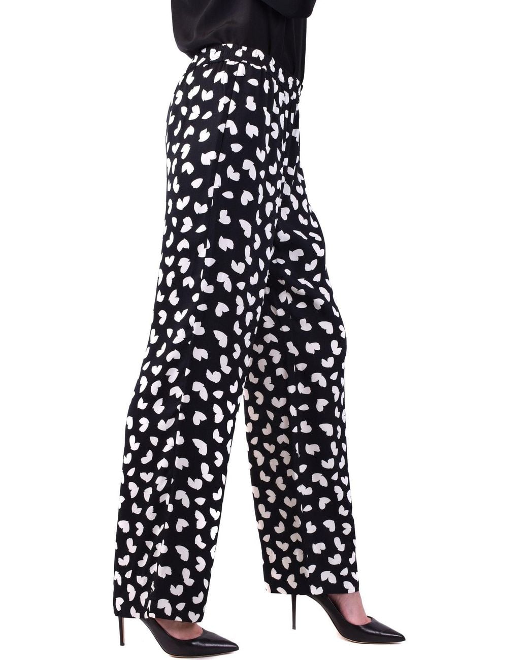 Michael Kors Black Floral Print Trousers With Front Pockets