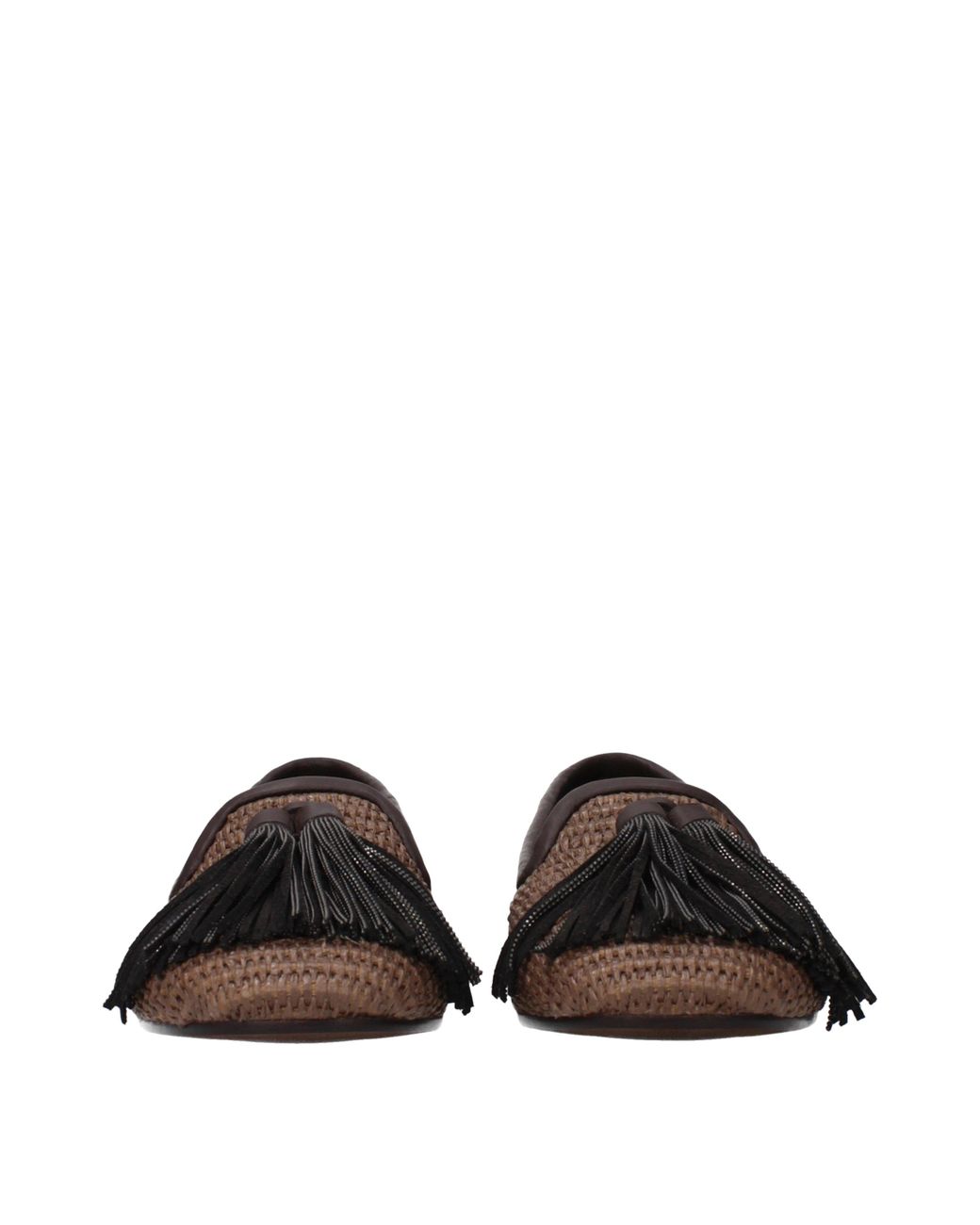 Brunello Cucinelli Brown Raffia Moccasins