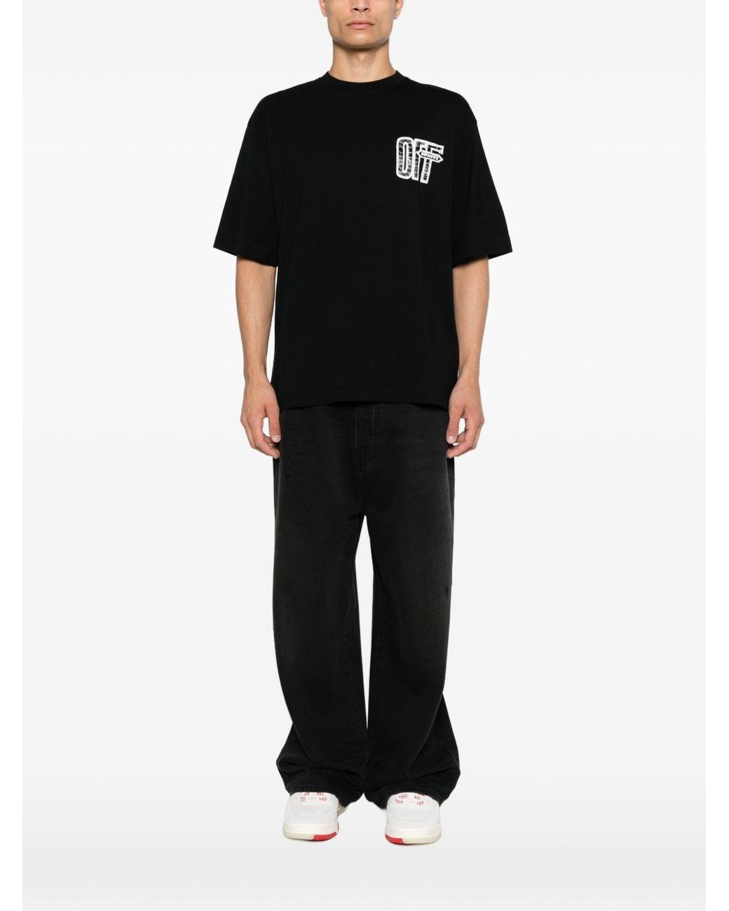 Off-White c/o Virgil Abloh Black Motion Arrow Skate Cotton T Shirt
