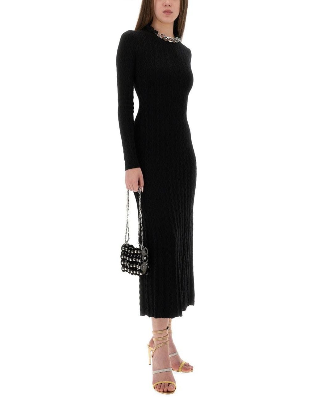 Rabanne Black Long Wool Dress
