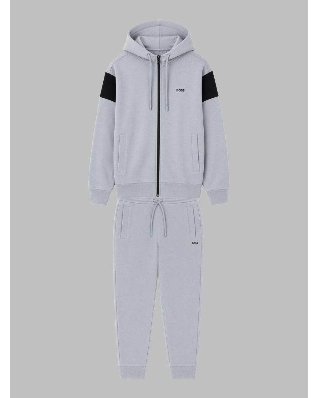 Boss Gray Zip-Up Hoodie And Jogger Set for men