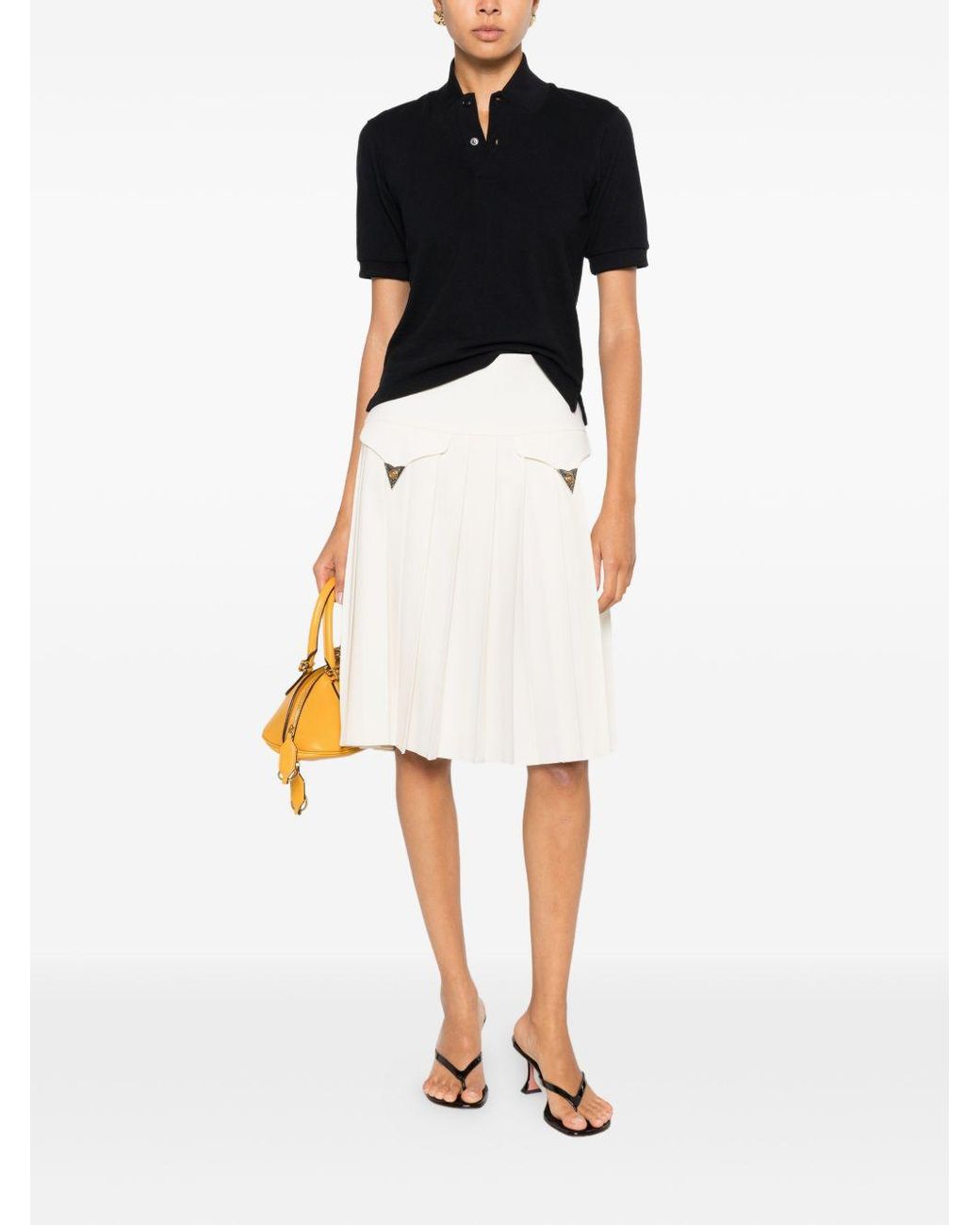 Versace White Wool Midi Skirt