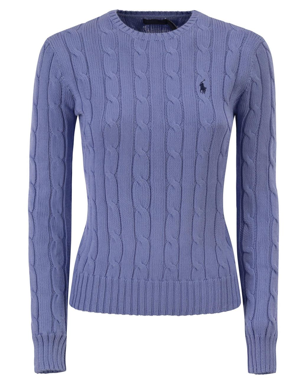Polo Ralph Lauren Blue Cotton Cable Knit Crew Neck Jumper