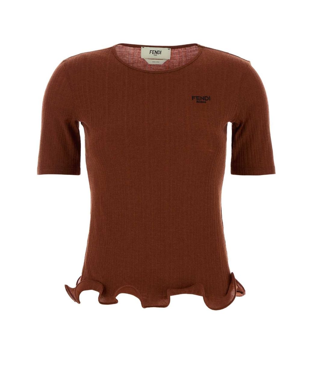 Fendi Brown Brick Wool Top