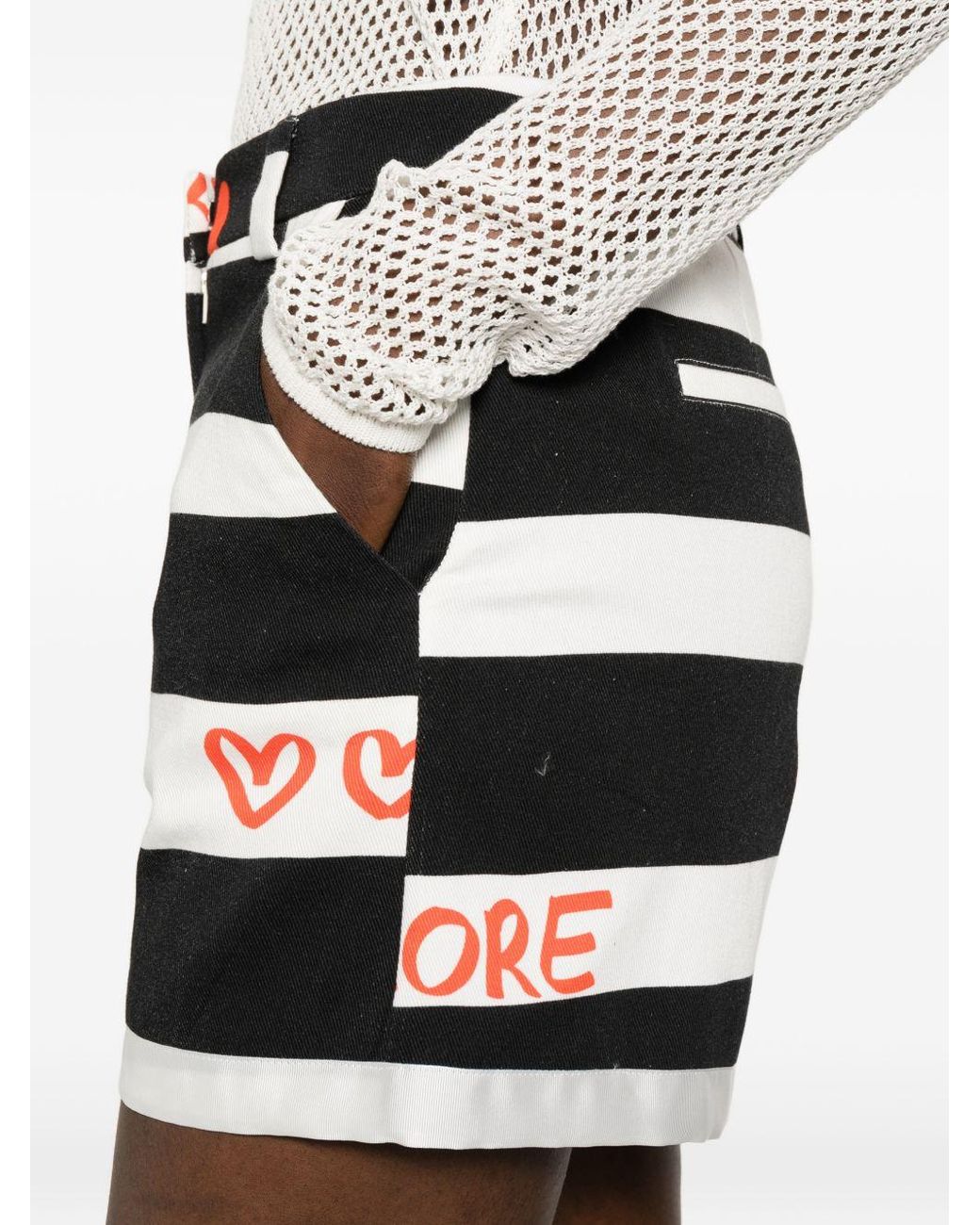 ALESSANDRO ENRIQUEZ Black Striped Cotton Shorts