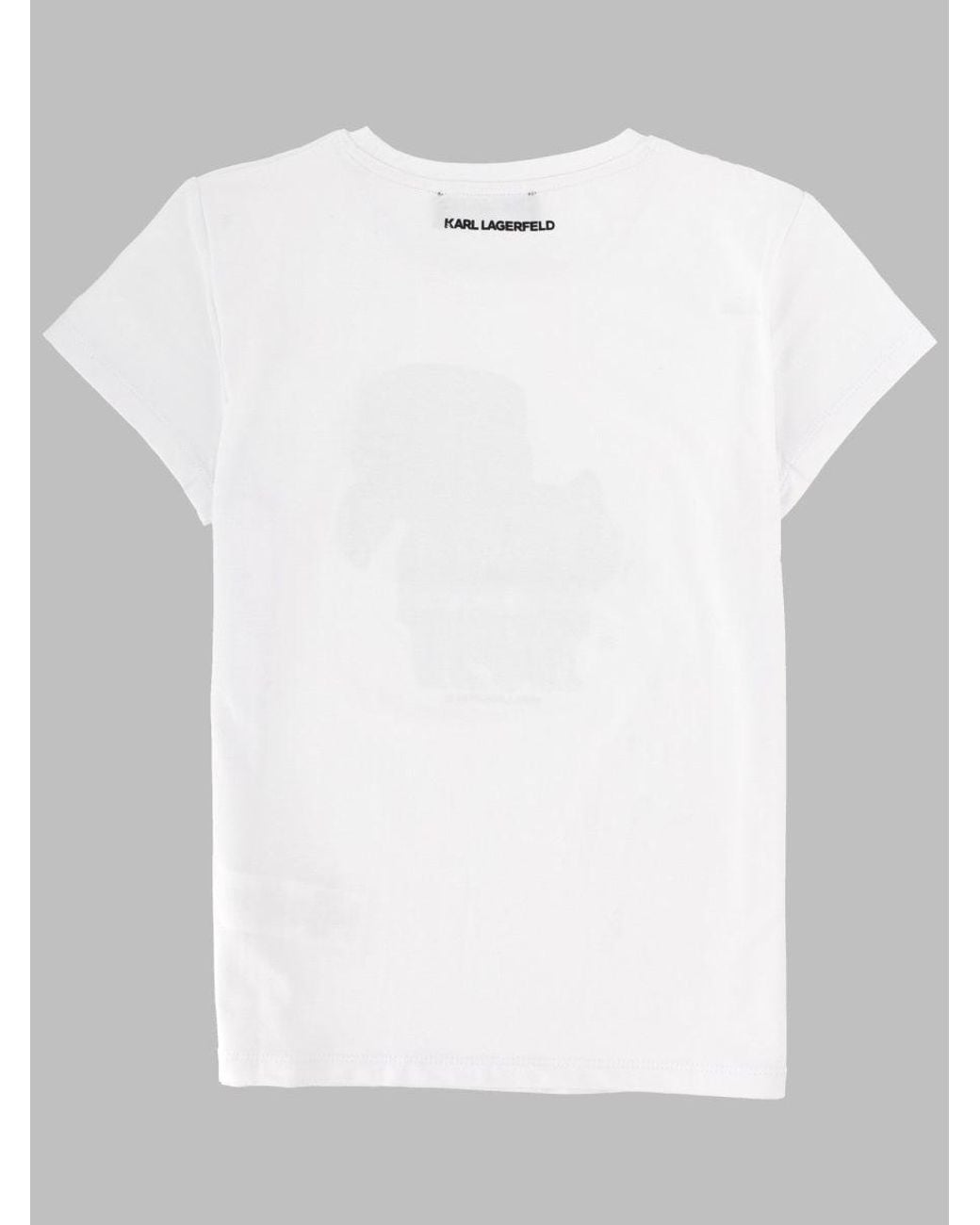 Karl Lagerfeld White T-Shirt Con Stampa Glitter