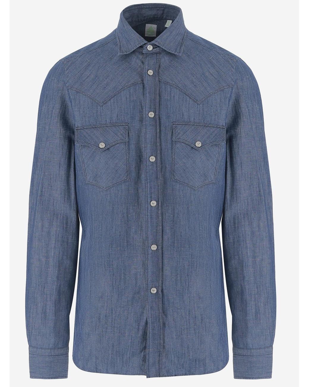 Finamore 1925 Blue Cotton And Linen Shirt