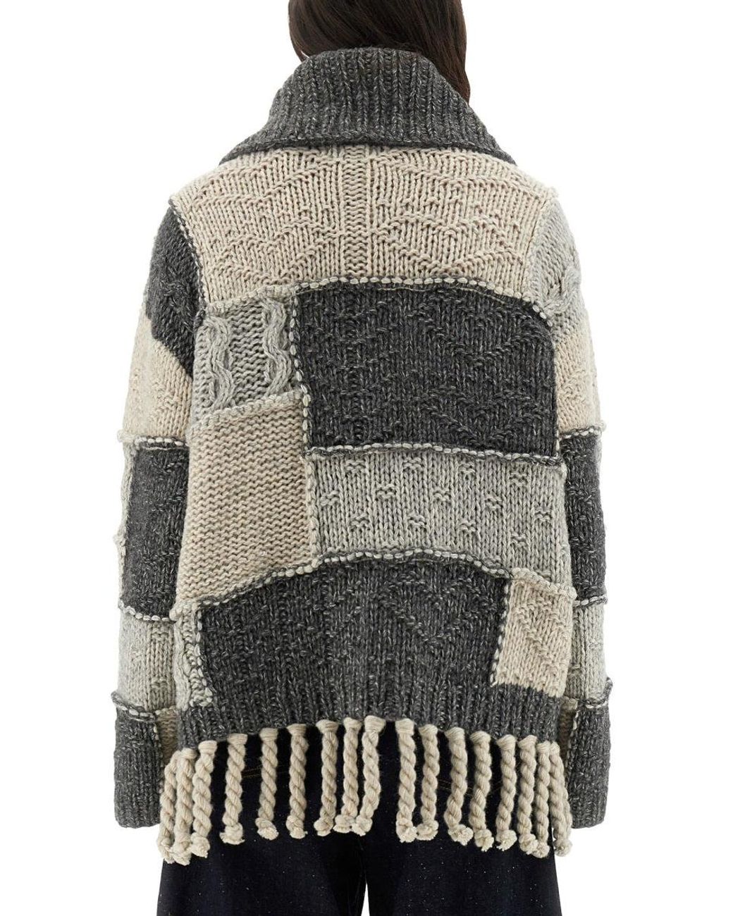Ganni Gray Patchwork Jersey With Bangs