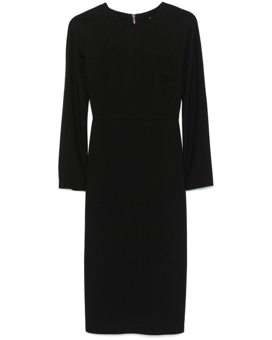 Semicouture Black Viscose Maxi Dress with Exposed Zip