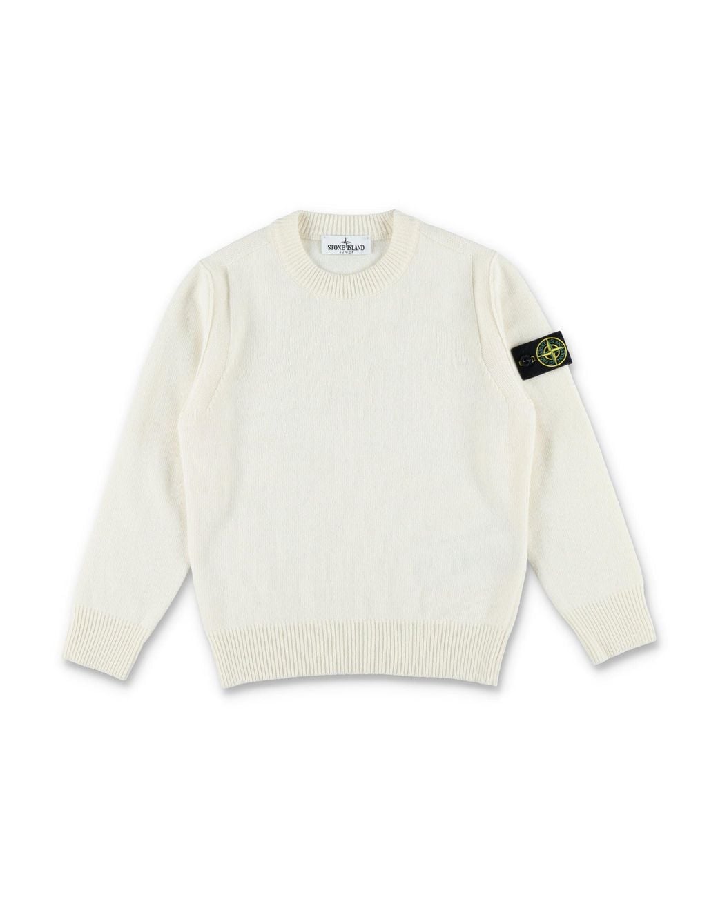 Stone Island White Boy's Wool Crewneck Sweater