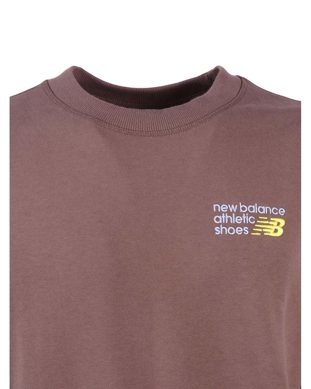 New Balance Athletics Premium Logo Crew Cortado in Brown | Lyst UK