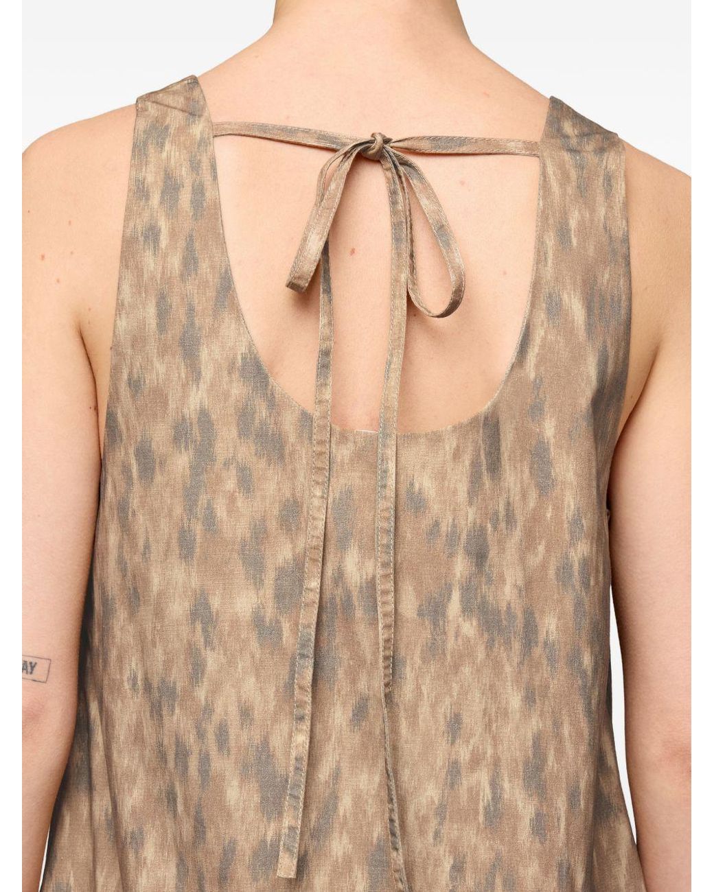 Ganni Natural Printed Cotton Mini Dress