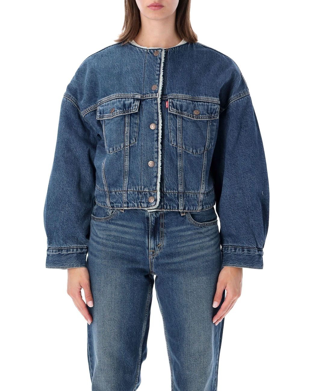 Levi's Blue Collarless Sherpa Trucker Jacket