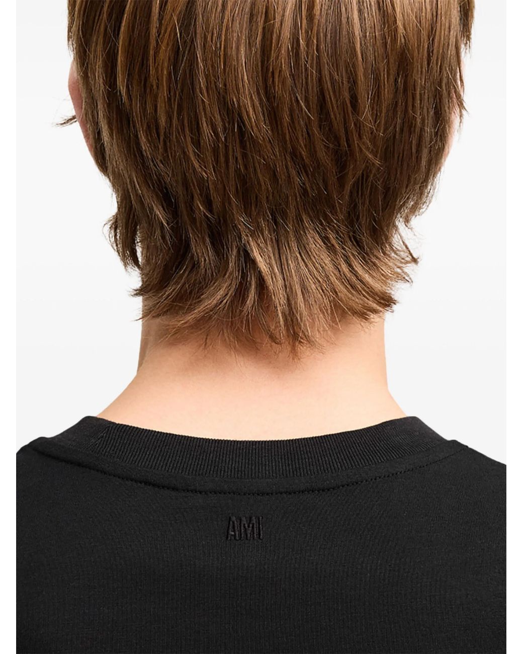 AMI Black Tshirt De Coeur Rouge