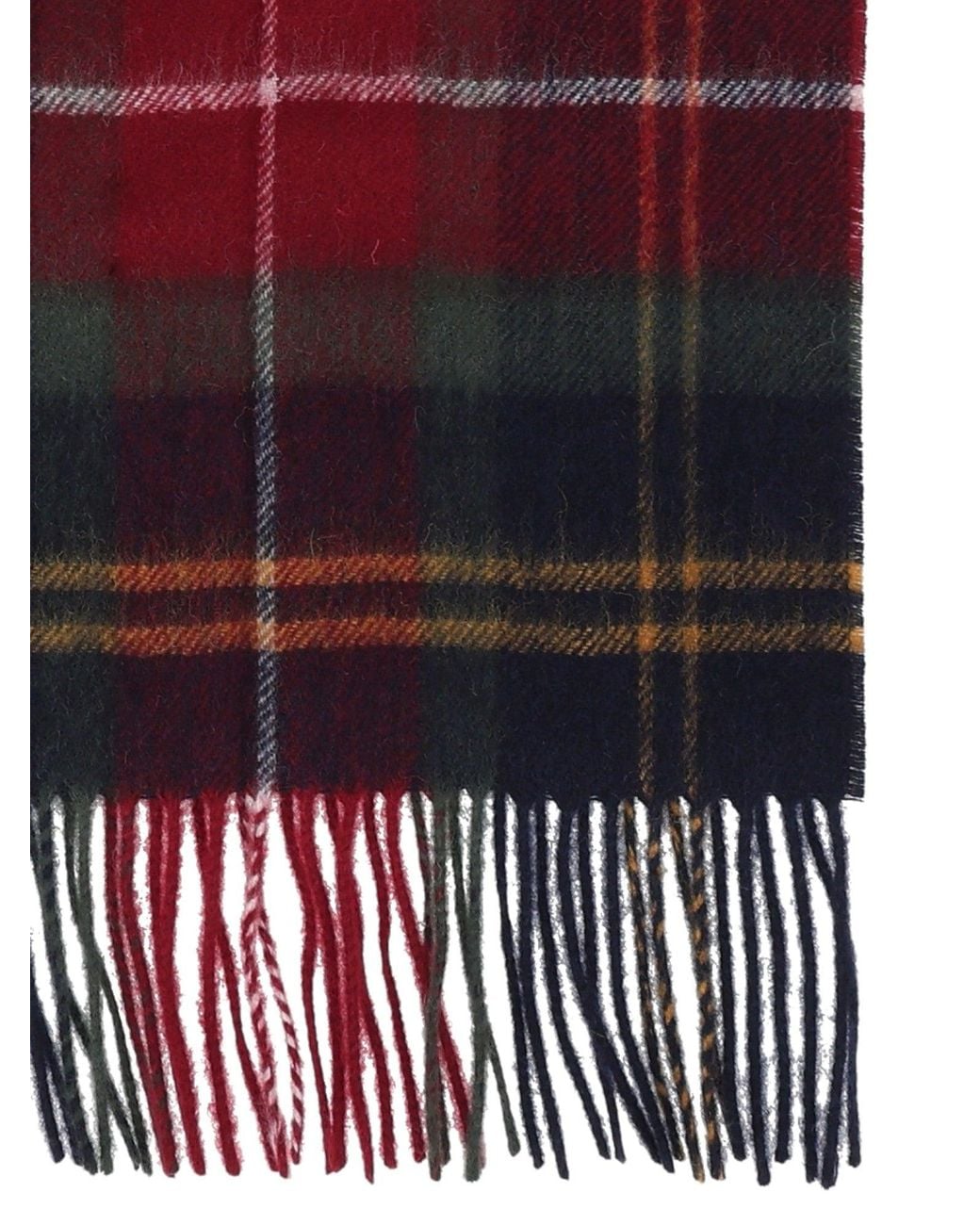 Barbour Red Wool Cashmere Tartan Scarf
