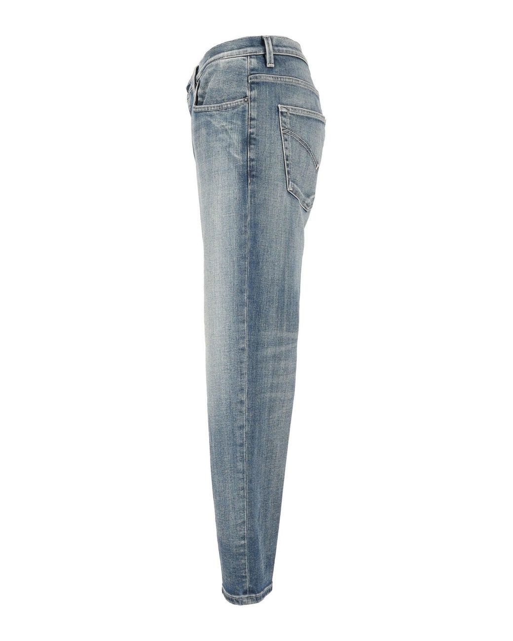 Dondup Blue Brighton Mid-Rise Tapered Jeans