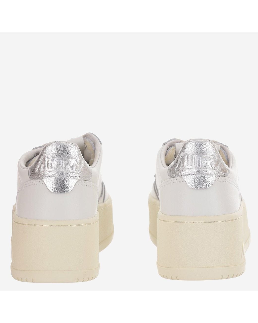 Autry White Medalist Platform Low Leather Sneakers With Contrast Heel Tab
