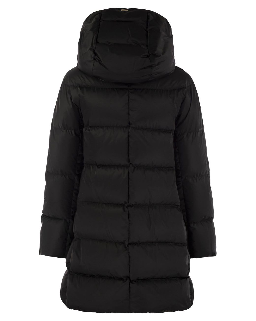 Herno Black Elegant A-Shape Down Hooded Jacket