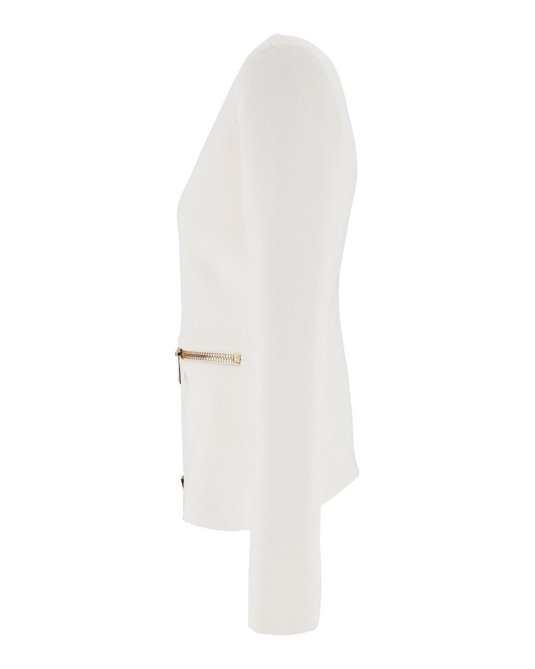 Elisabetta Franchi White Hardware Structured Jacket