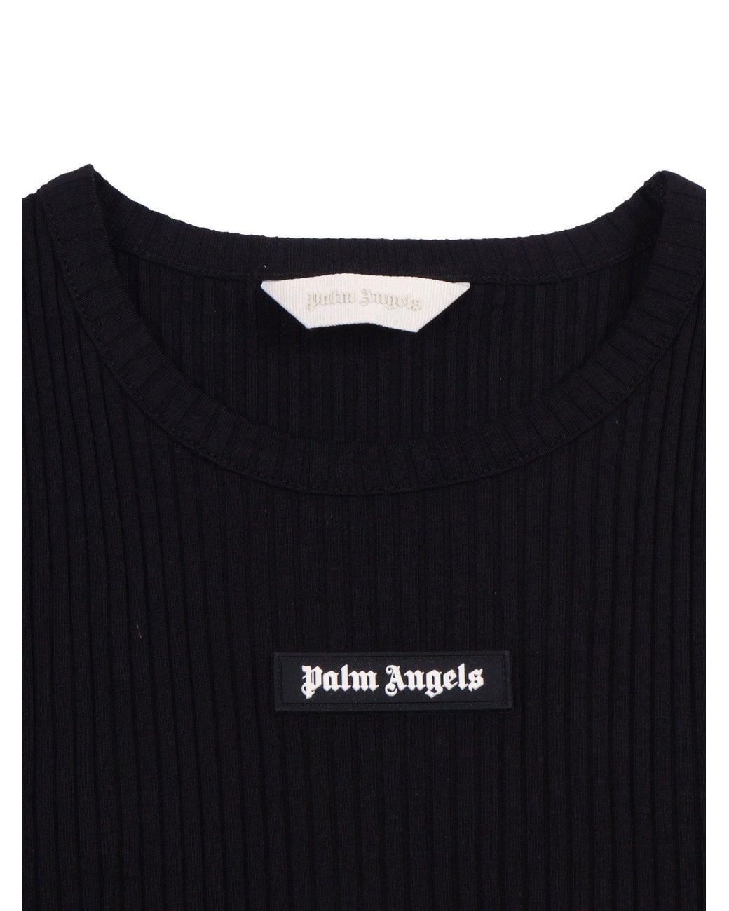 Palm Angels Black Logo Rib Tank Top Girl